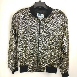 VINTAGE Pacific I.D. Gold Metallic Bomber Jacket